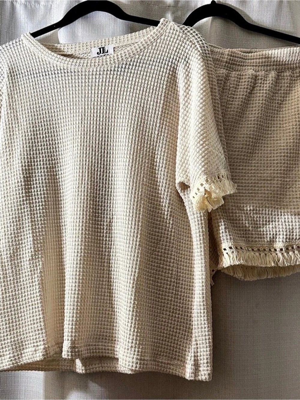 Cream Short Sleeve Top and Shorts Set